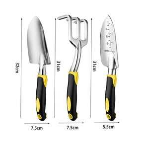 3Pcs Heavy Duty Gardening Tools Cast Aluminum with Soft Rubberized Non-Slip Handle Garden Tools Set -Yellow