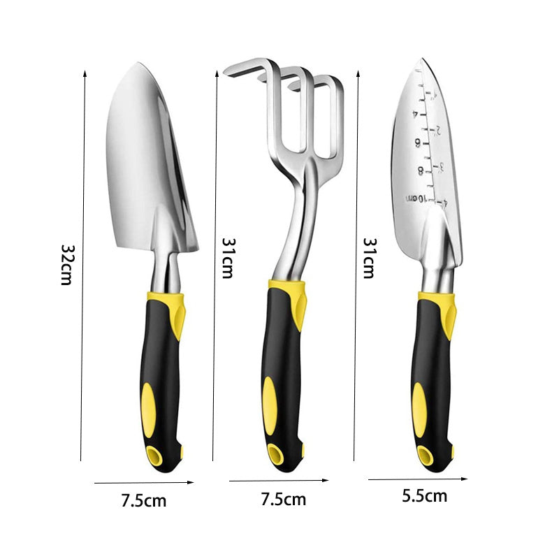 Home & Living3Pcs Heavy Duty Gardening Tools Cast Aluminum with Soft Rubberized Non-Slip Handle Garden Tools Set -Yellow