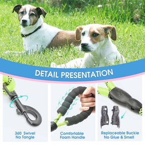 Strong Dog Leash with Comfortable Padded Handle and Highly Reflective Threads-Green