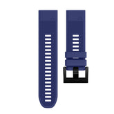 26mm Width Easy Fit Soft Silicone Watch Strap For Garmin Fenix 5X/5X Plus/6X/6X Pro/3/3 HR Black Steel Buckle-Dark Blue