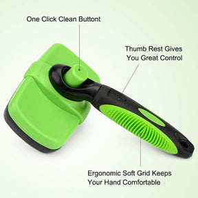 Self-Cleaning Slicker Brush for Pet Grooming Brush to Remove Long Loose Fur-Green