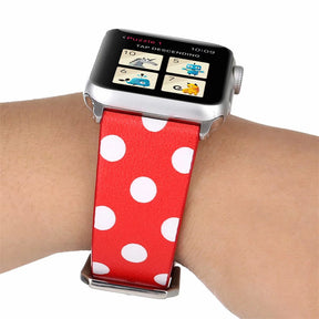 Wave Point Leather Watch Band for Apple Watch Series SE/6/5/4/3/2/1-RedWhite