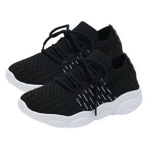 Girls and Boys Sneakers Cotton Mesh Breathable Shoes Outdoor-Black