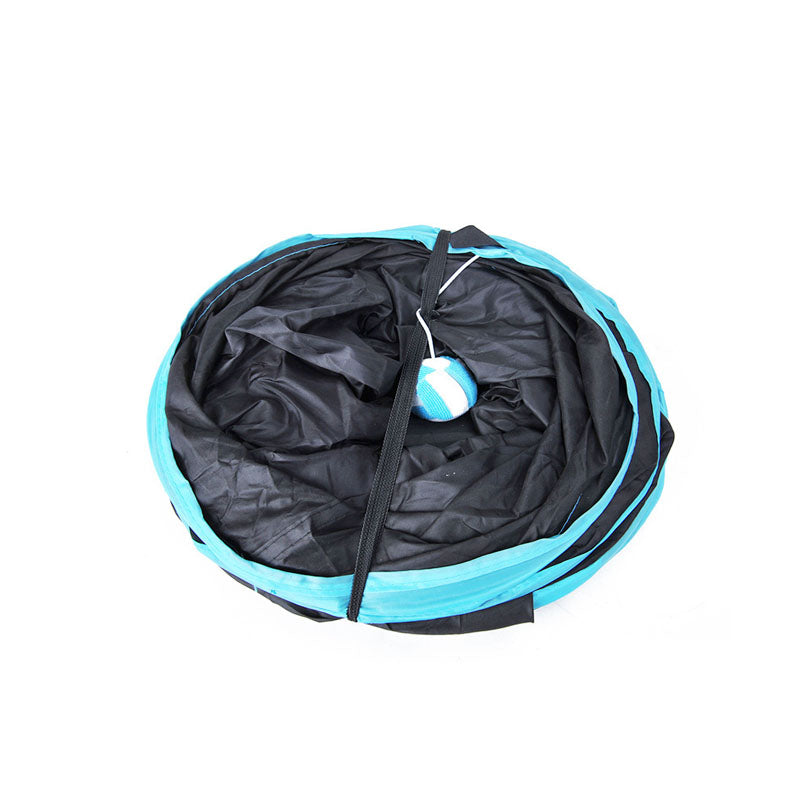 Pet Tunnel Tube Cat Toys 3 Way Extensible Collapsible for Indoor Cats Interactive Toy-Blue