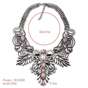 Boho Fashion Crystal Leaves Bib Necklace for Women