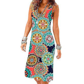 Summer Beach Tank Dresses Sleeveless Tunic Long Dress-PrintGear