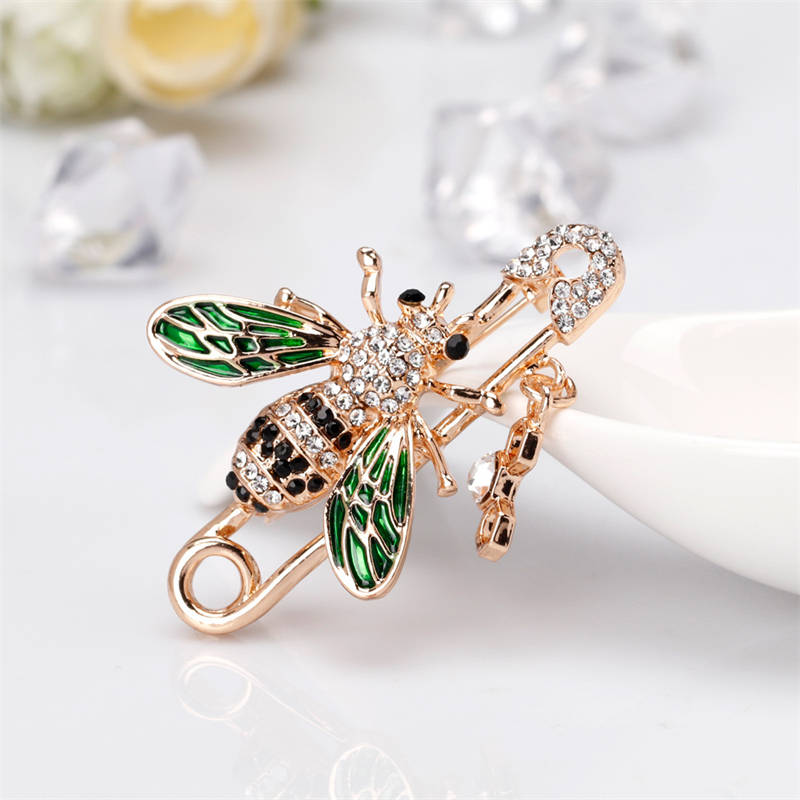 Bee Brooch Women Enamel Crystal Insect Lapel Pin