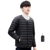 Mens Down Jacket Packable Lightweight Two Wear Waterproof Coat-Black