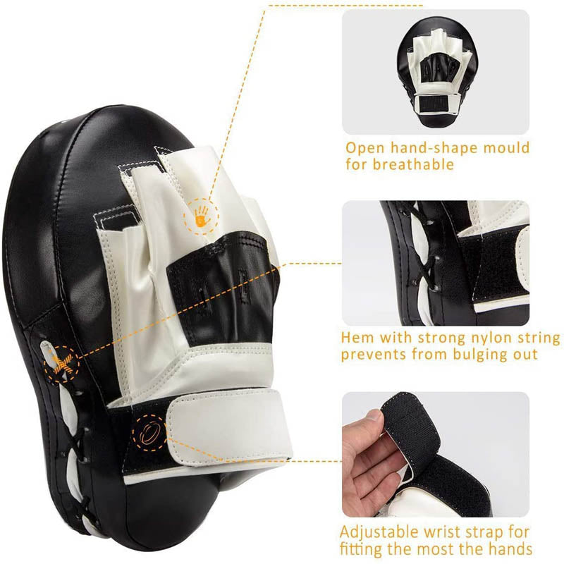 Boxing Curved Focus Punching Mitts Thickening Leatherette Training Hand Pads for Karate Gym