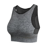 Longline Sports Bra with Removable Pads Racerback Tank Top-Grey