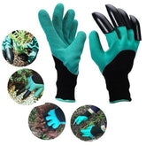 Garden Waterproof Gloves with Hand Sturdy Claws for Digging Weeding Seeding Poking Planting -Green