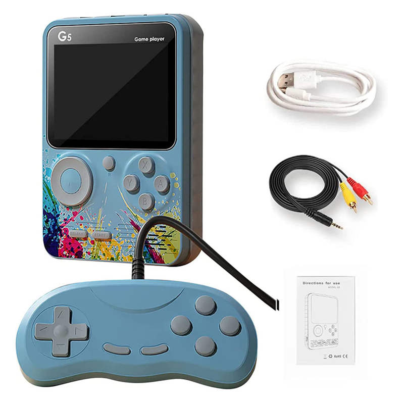 3.0 in Handheld Game Console with 500 Classic Games Supports TV Connection Two Players-Blue