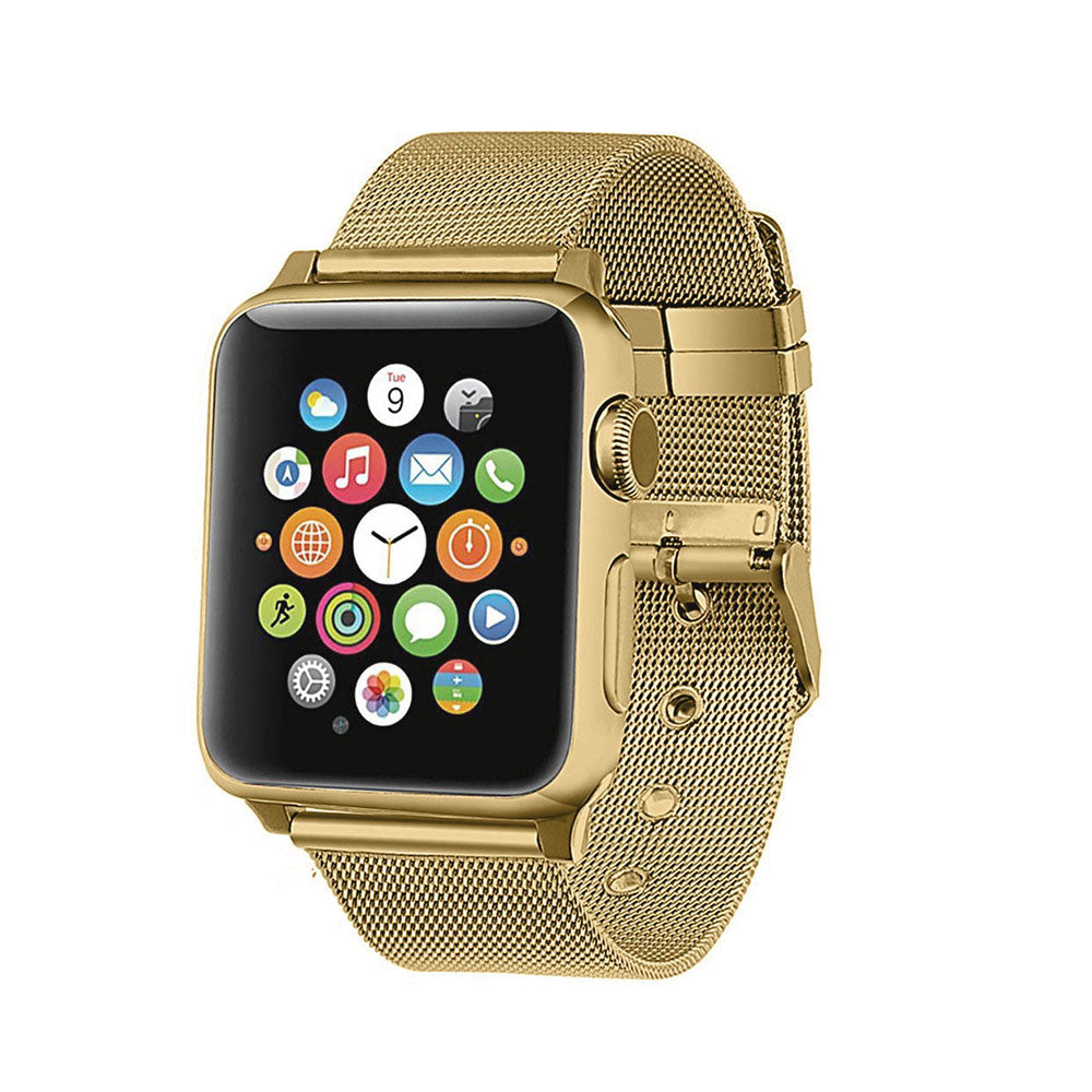 Buckle Metal Mesh Watch Watch Band For Apple Watch SE/6/5/4/3/2/1(Gold)