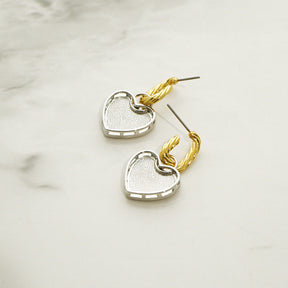 Pair of C-shaped Heart Drop Dangle Earrings for Women