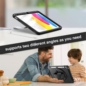 Tablet Case For iPad 10th with 360¡ã Kickstand/Hand Strap Shockproof-Black