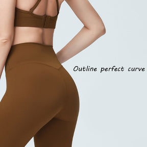 Womens Yoga Pants Breathable Naked Feeling Fitness Leggings-Brown