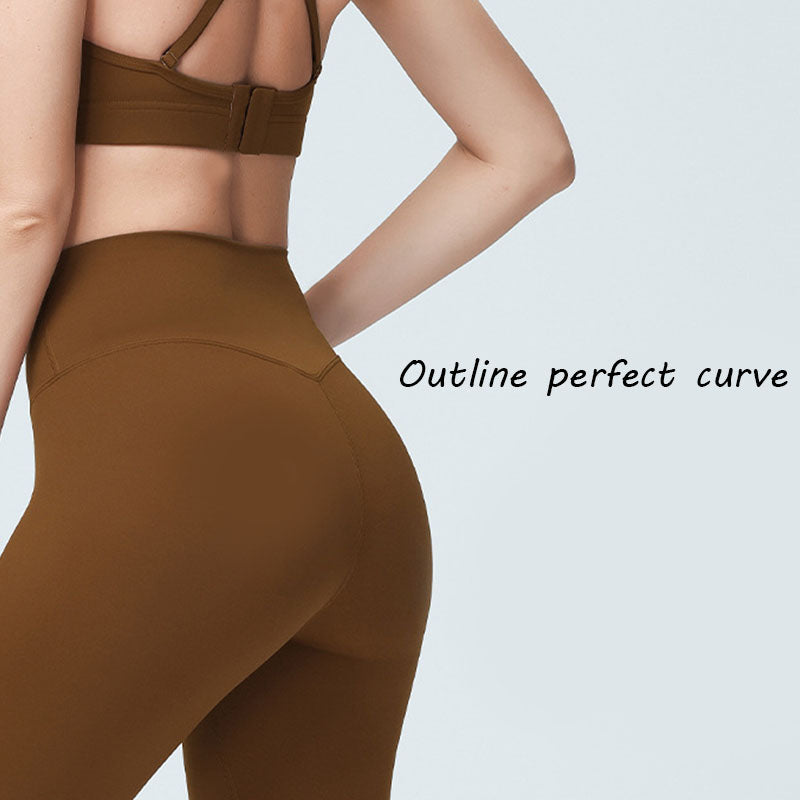 Womens Yoga Pants Breathable Naked Feeling Fitness Leggings-Brown