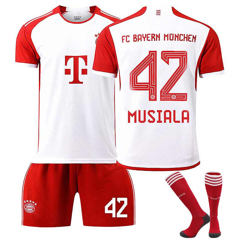 Bayern Home Jersey MUSIALA #42 Soccer Jersey Kids Adult 3-Pieces Jersey Kits