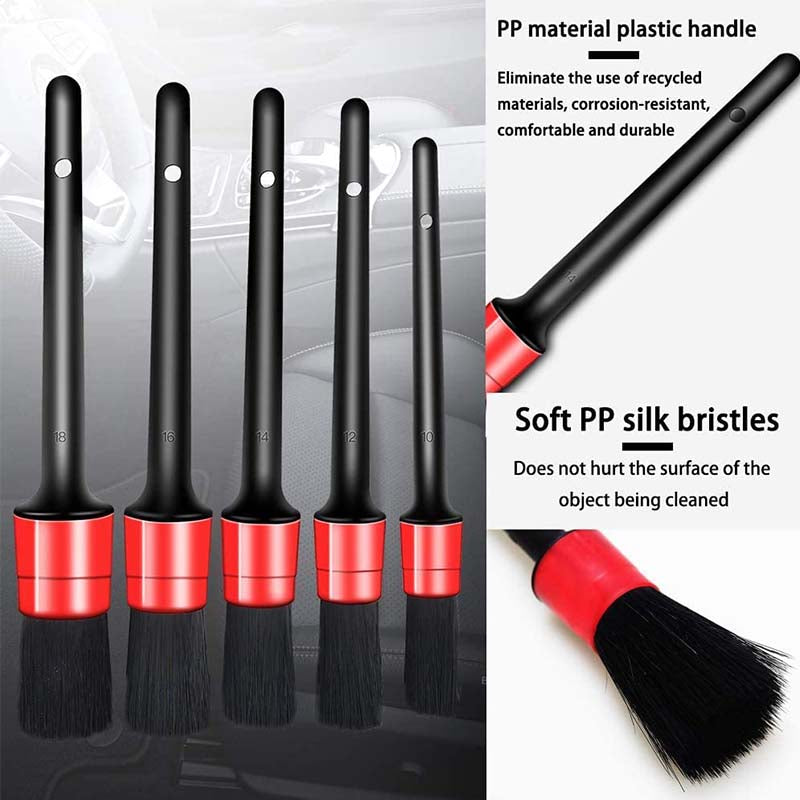 10Pcs Car Detailing Brush Set Boars Hair Detailing Brushes for Cleaning Wheels Interior Exterior Leather