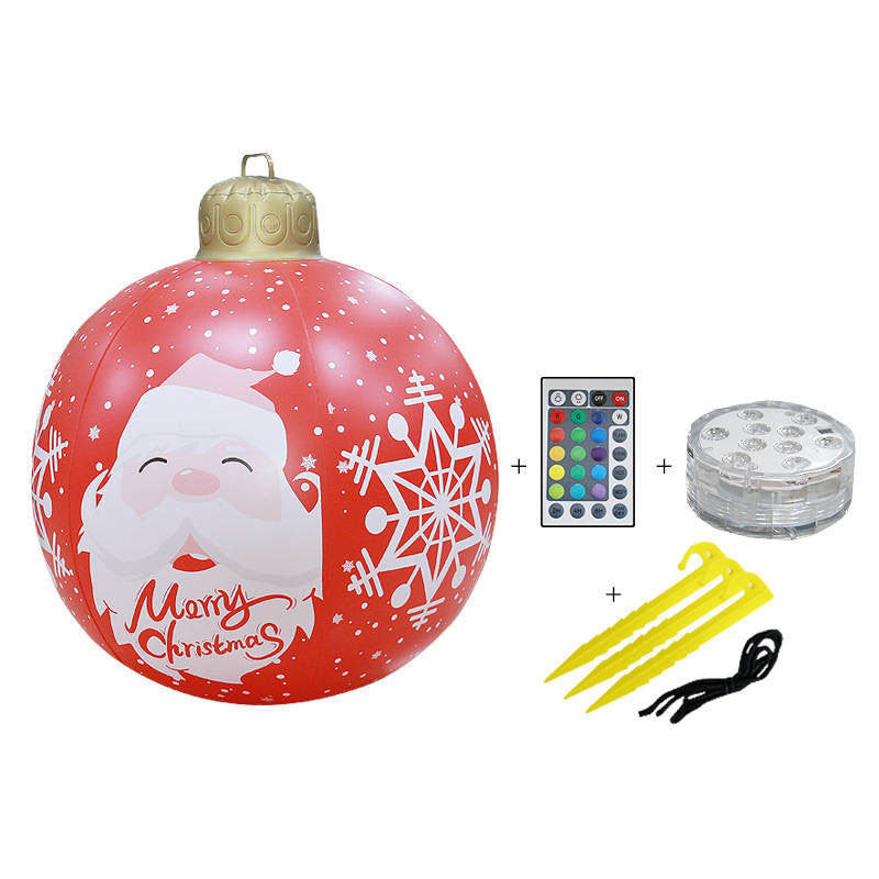 Outdoor Inflatable Ball Decor with LED Light and Remote Control for Christmas Holidays-Santa