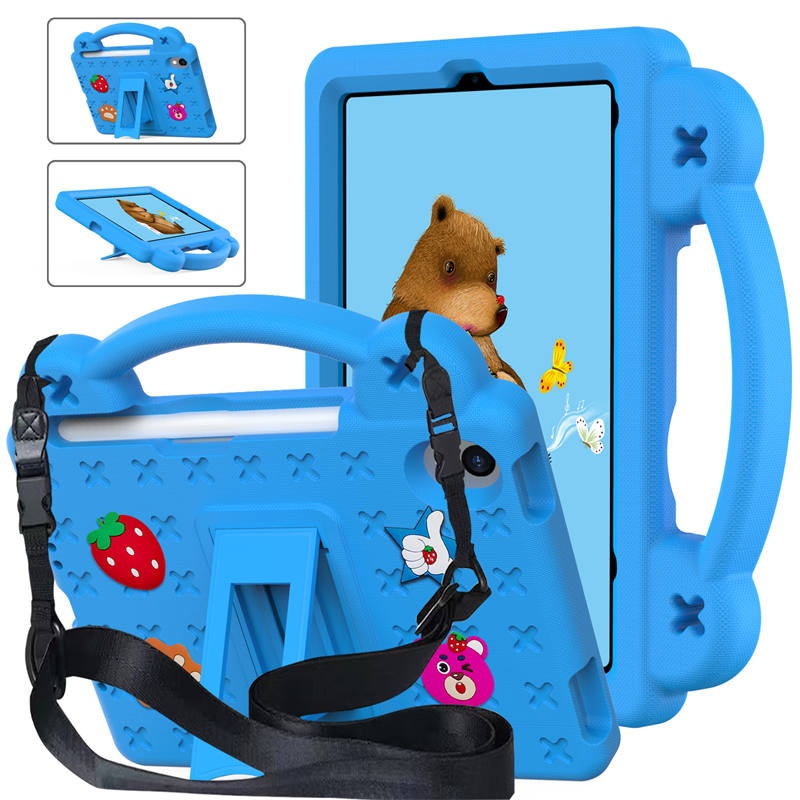 Strawberry iPad Mini 6 Case 8.3 Inch Shockproof Cover with Handle Band Shoulder Strap-SkyBlue