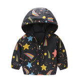 Boys Girls Cartoon Print Zip Lightweight Jacket Hooded Coats Casual Windbreaker-2