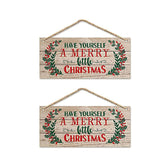 2Pcs Christmas Door Hanging Sign Wall Wood Winter Decorations