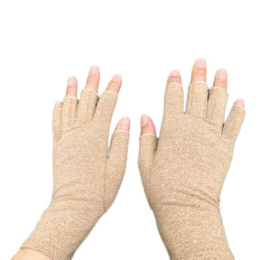 Winter Half Finger Outdoor Sport Driving Riding Cotton Breathable Gloves-Brown-LYX-08062-2