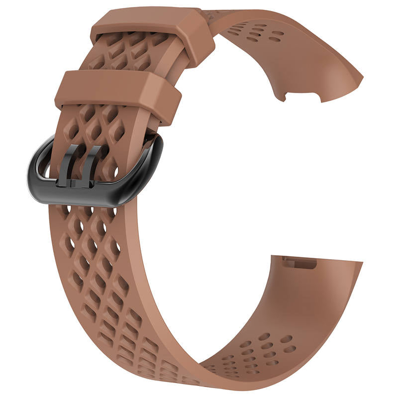 Watch Band for Fitbit Charge 3 Waterproof Band with Breathable Holes for Women Men-Coffee