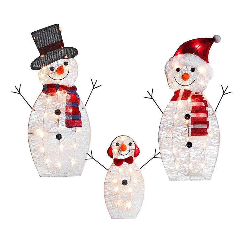 Set of 3 Outdoor Snowman Christmas Ornament for Yard Lawn