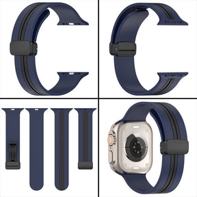 Silicone Bicolor Band with Magnetic Folding Buckle for Apple Watch-11