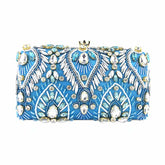 Vintage Beaded Clutch Evening Bags Flapper Handbag Clutch for Women-Blue