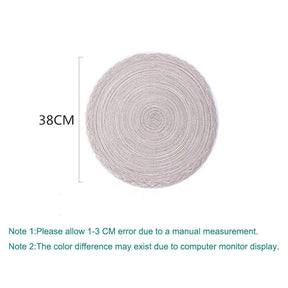 4 Pack Round Braided Laciness Placemats 38CM Washable Kitchen Table Mats for Home Wedding Party-White