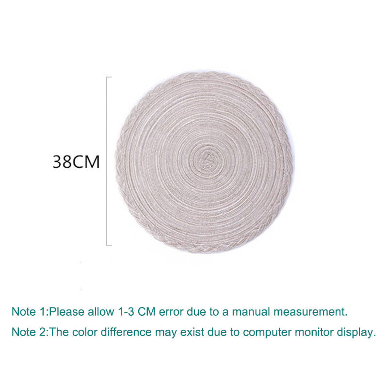 4 Pack Round Braided Laciness Placemats 38CM Washable Kitchen Table Mats for Home Wedding Party-White