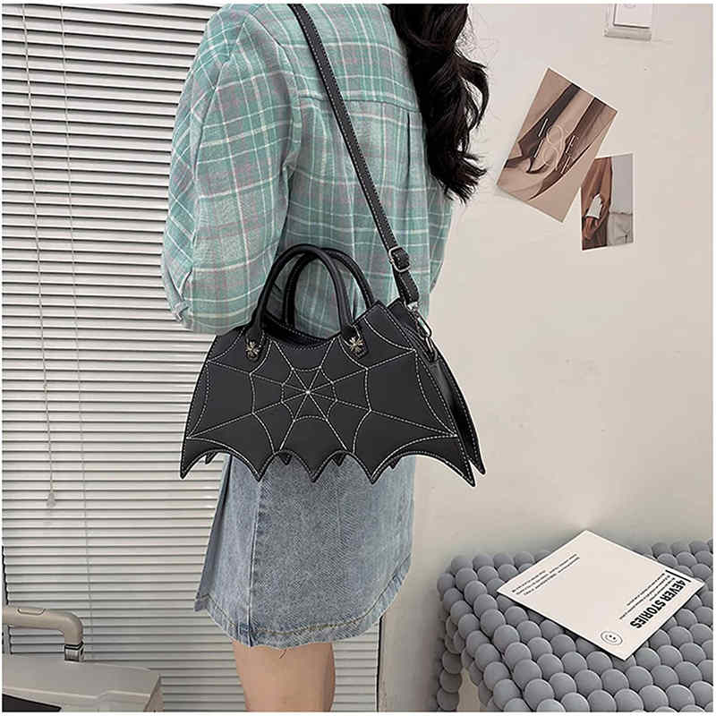 Women Novelty Bat Shoulder Bag Fashion Halloween Handbags-Black