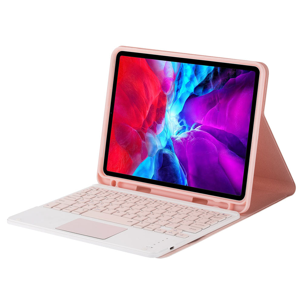 Keyboard Case For iPad with Touchpad Ultra Thin Silent With Numeric Bluetooth Wireless Keyboard Pen Slot-Pink