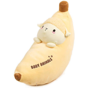 Sheep Plush Stuffed Animal Pillow-Cute Banana Squishy Hugging Plushie-Gifts for Kids