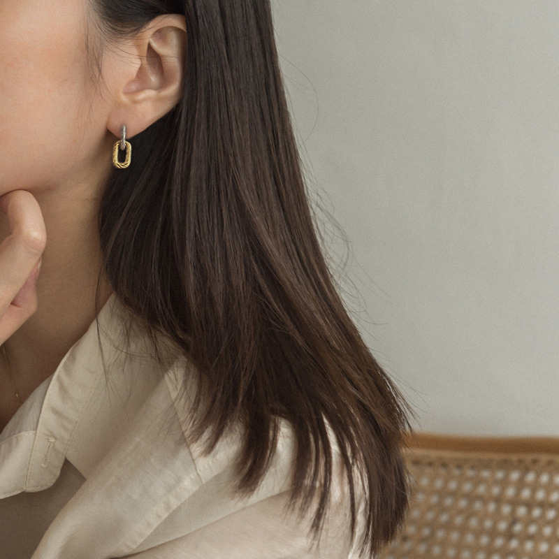 Mini Twisted Rope Two Tone Hoop Earrings for Women