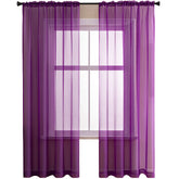 2 Panels Sheer Voile Rod Pocket Elegance Curtains for Living Room Bedroom-61
