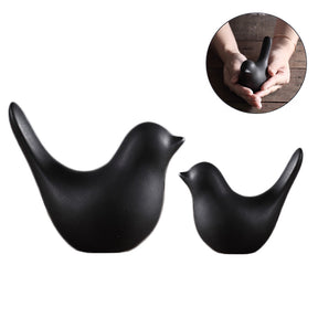 Ceramic Animal Figurines Home Decoration Furniture Desktop Display-Black Bird