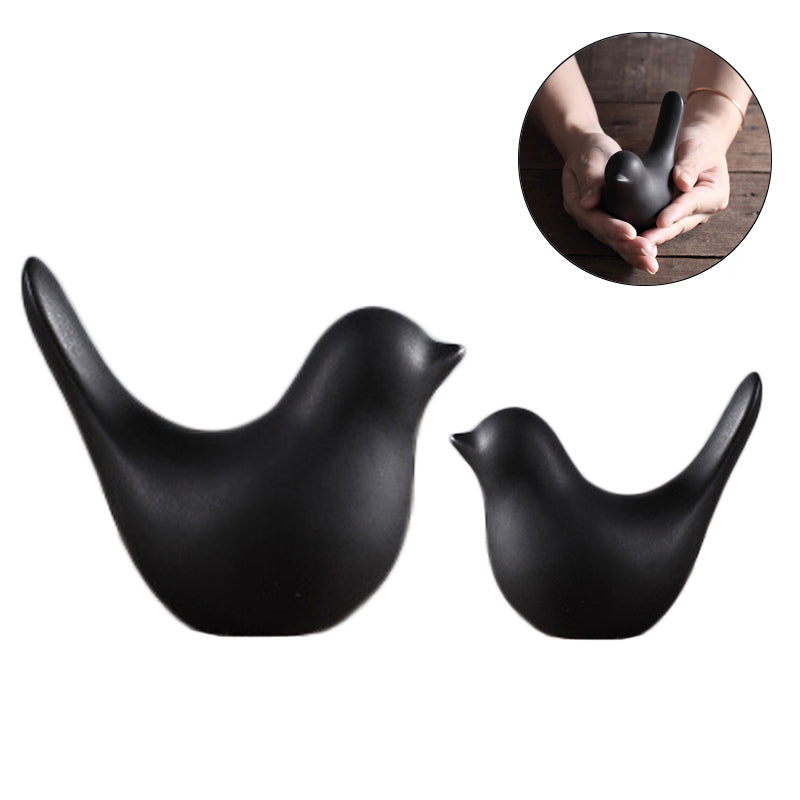 Ceramic Animal Figurines Home Decoration Furniture Desktop Display-Black Bird
