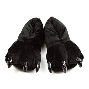 Unisex Soft Plush Home Slippers Animal Paw Claw Shoes-Black