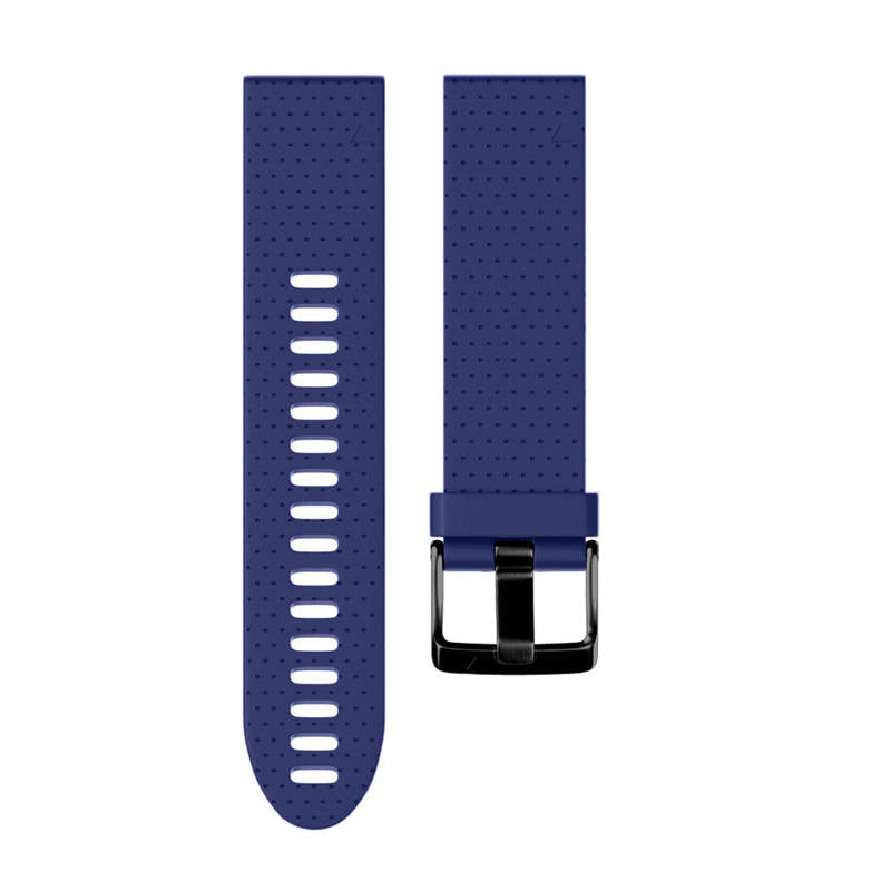 Watch Band For Garmin Fenix  Fenix 5S/ 5S Plus/6S/ 6S Pro Soft Silicone 20mm Replacement Strap Black Steel Buckle-Dark Blue
