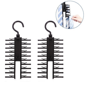 Tie Rack Holder Rotatable Organizer and Storage Rack 2 Pack -Black