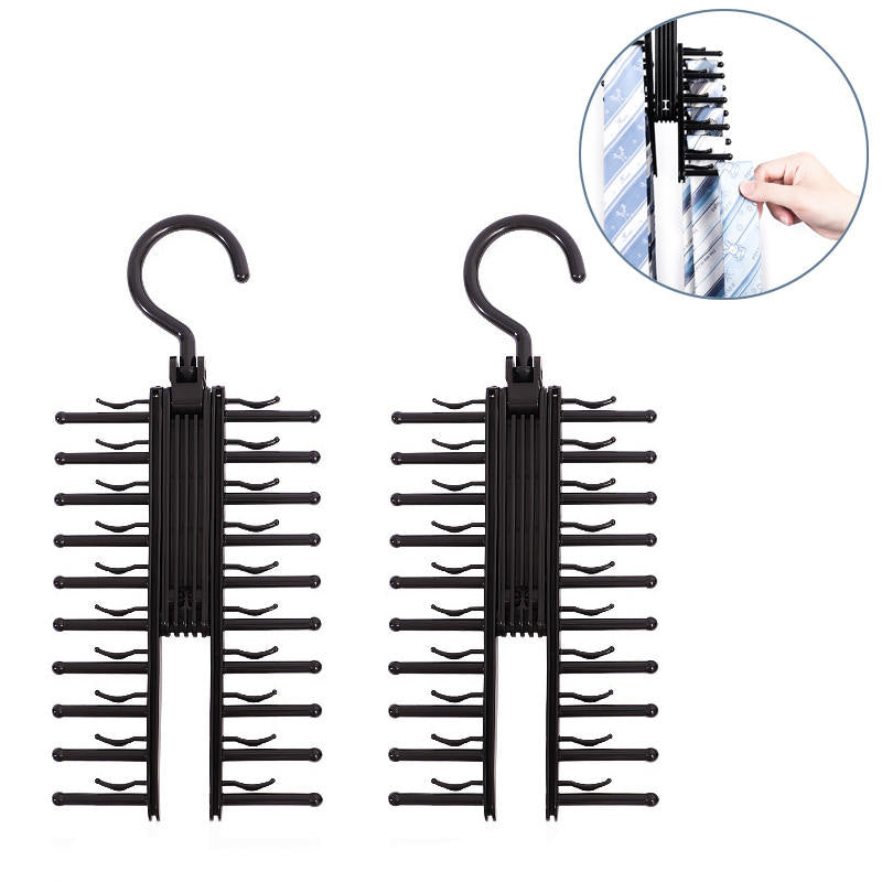 Tie Rack Holder Rotatable Organizer and Storage Rack 2 Pack -Black