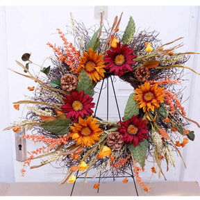 24in Sunflower Wreath in Autumn Holiday Decoration Gift for Front Door Window