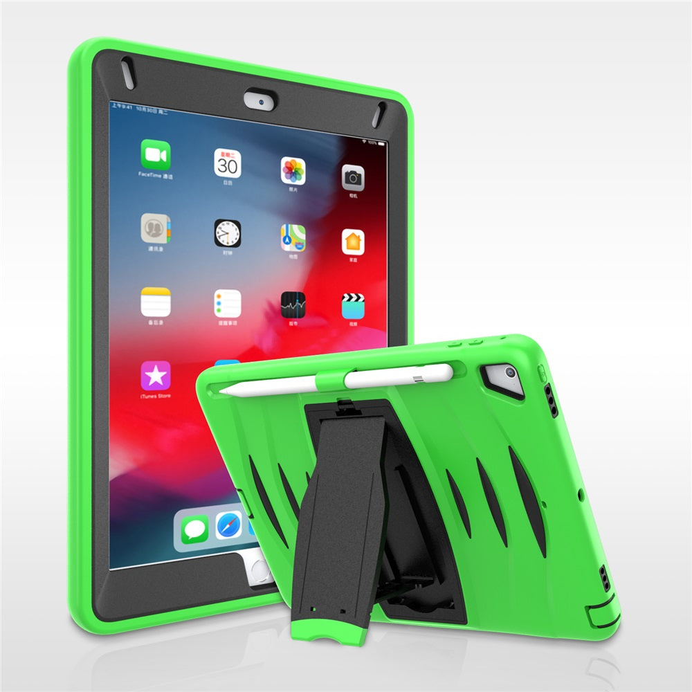 Shock Wave Kickstand Case Anti-Fall Protection With Pencil Holder For 9.7inch iPad 5/iPad 6/iPad Air2/iPad Pro9.7-Green