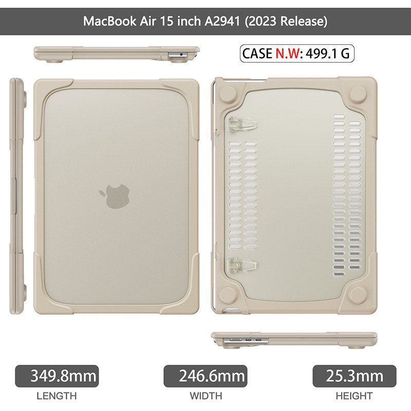 Anti Fall Case Breathable Compatible with Macbook Air 15 2023 A2941-Khaki