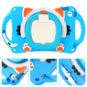 CatB Silicone Case For iPad Mini 5 4 3 2 1 Shockproof Shoulder Strap Handle Stand-Light Blue
