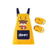 Children Cute Animal Pattern Painting Waterproof Apron Set-Deer